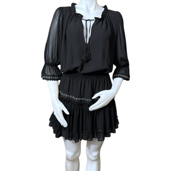 Misa Los Angeles Dresses & Skirts - Misa Los Angeles Grommet Ruffle Mini Dress Black Womens Size M